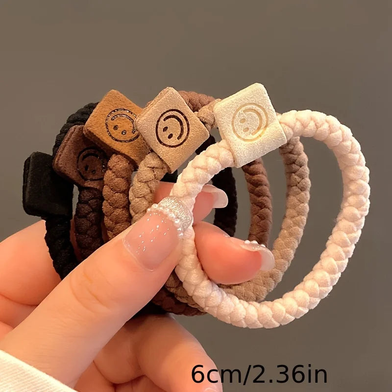 5 PCs Minimalist Twist Hair Ropes Set Soft High Elastic Hair Rings Casual Versatile Ponytail Hair Scrunchies