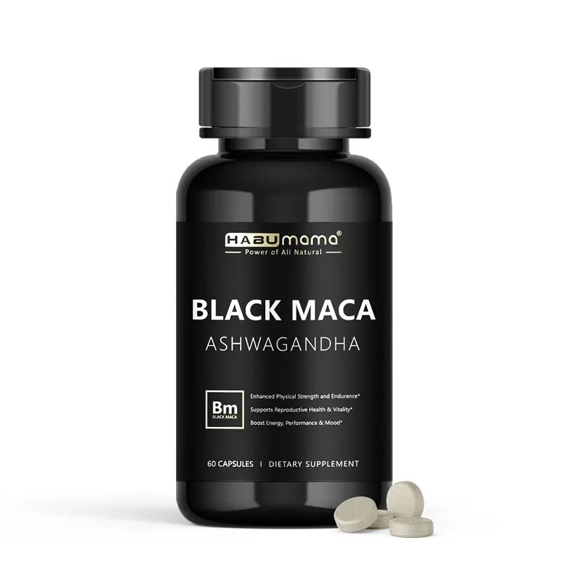 Organic Black Maca -60 Tablets 100% Pure Non-GMo Supports Reproductive Health Natural Energizer Stamina Performance Enhancer