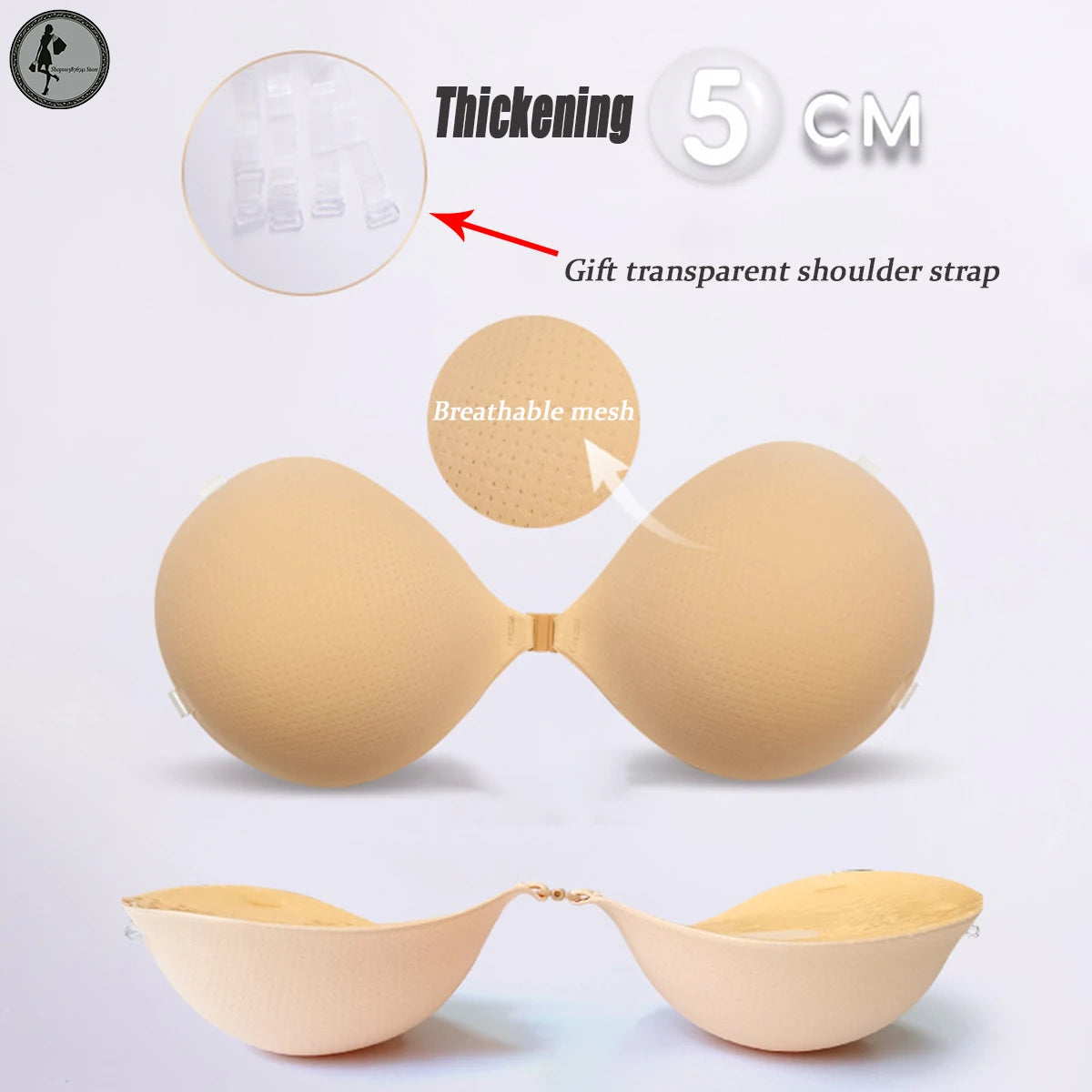 Strapless Bra for Women 5CM Reusable Nipple Tape Breathable Breast Stickers for Small Breasts Push Up Bra