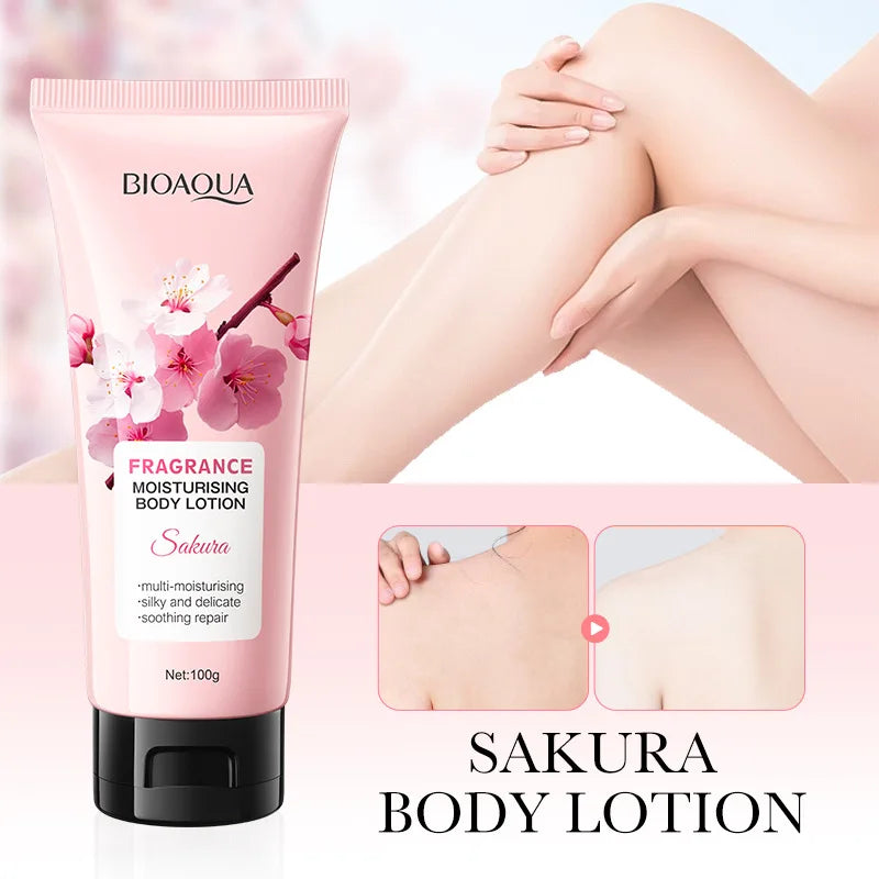 100g BIOAQUA Sakura Fragrance Body Lotion Moisturizing Nourishing Brightening Hydrating Leg Arm Back Body Cream Whole Skin Care