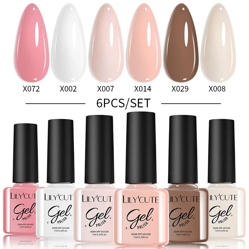 LILYCUTE 6PCs/Set Gel Nail Polish Set Kit Glitter Nail Gel Sequin Vernis Semi Permanent For Manicure Varnish UV LED Nail Art Gel