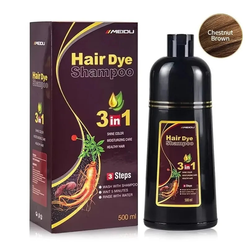 Meidu 3 In 1 Instant Coloring Shampoo Natural Black Color for Men Women Hair Dye Herbal Brown Purple Hair Dye Hair Dye Shampoo