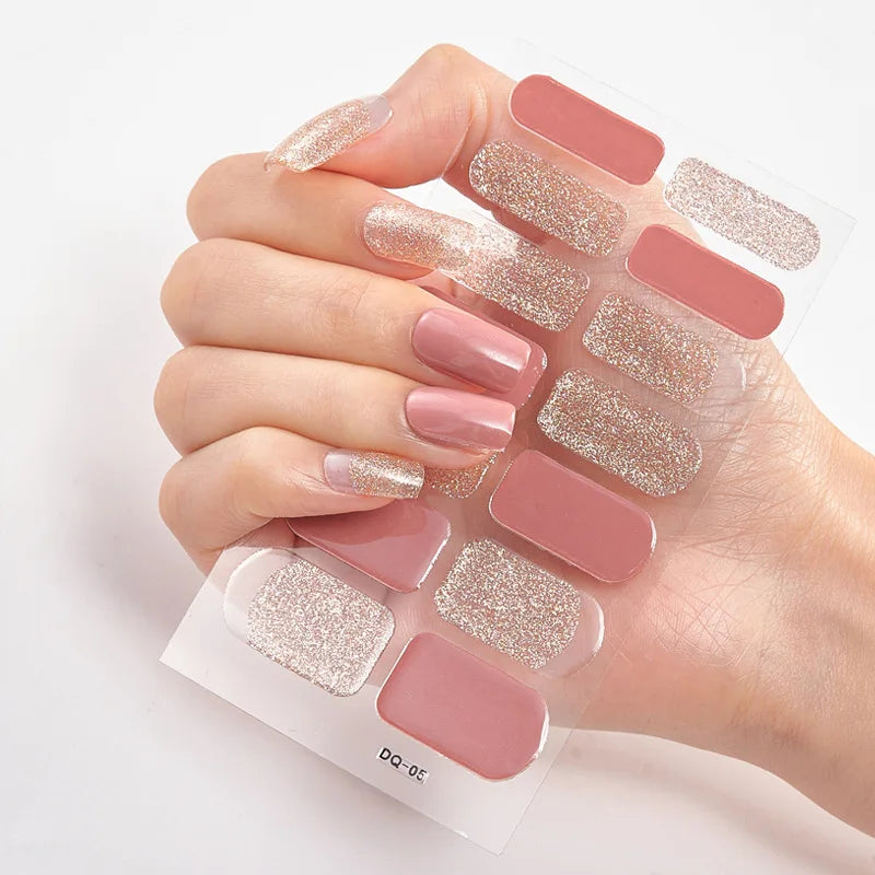 Full Cover Nail Stickers Fashion Nail Polish Nail Decoration Sparkling Glitter Self Adhesive Manicure Designer Nail Art Sticker
