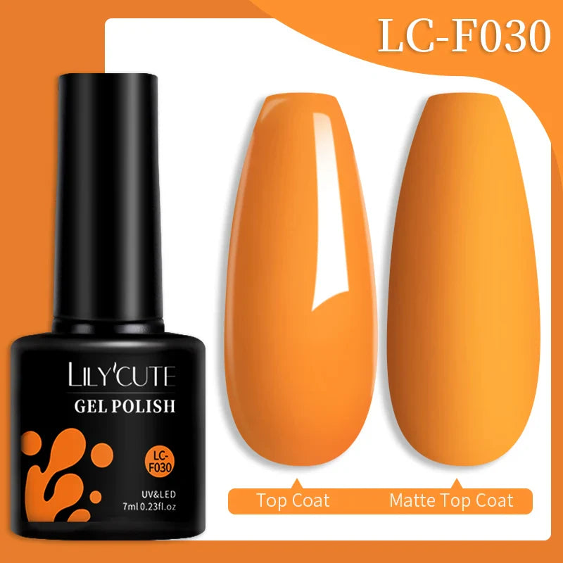 LILYCUTE Fluorescent Nail Gel Polish Orange Red Neon Bright Color Summer Series Soak Off For Manicure Nail Art UV Gel Varnish
