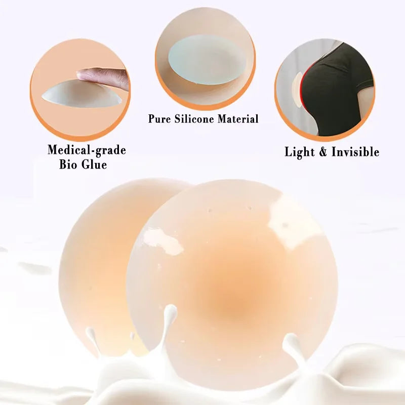 Nipple Cover Stickers Adhesive Tape Reusable Silicone Nippls Pasties Sticky Breast Bra Pads For Dress Bikini Women