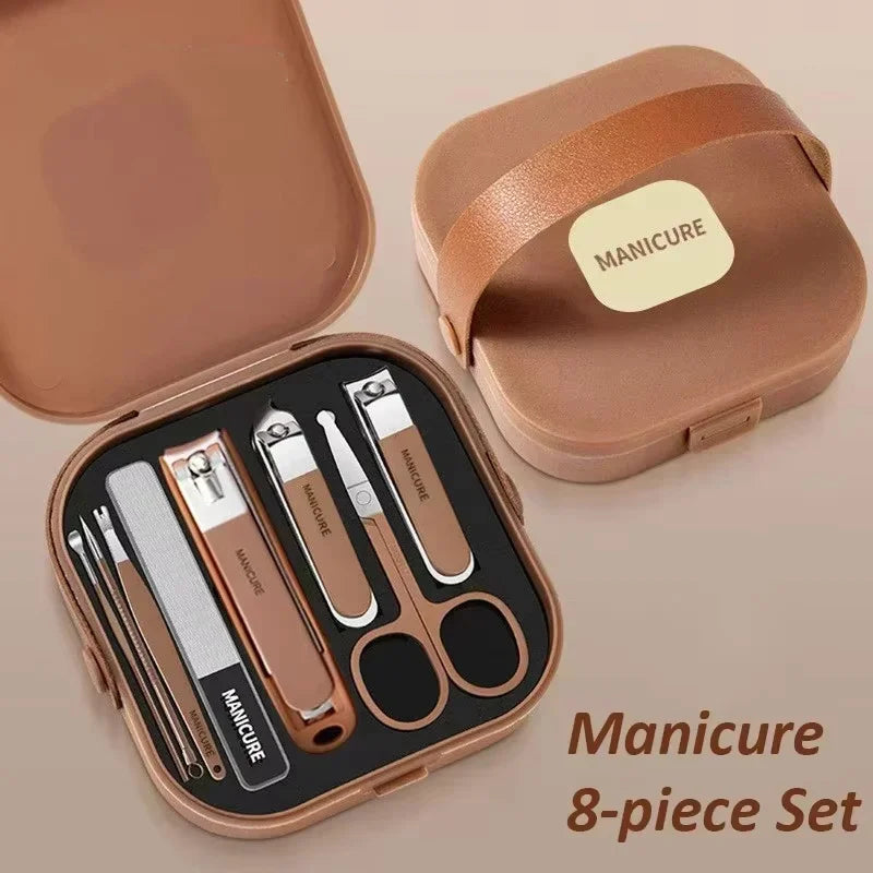 8pcs/set Manicure Kit Stainless Steel Sharp Durable All in One Nail Tools Portable Nail Clipper Set