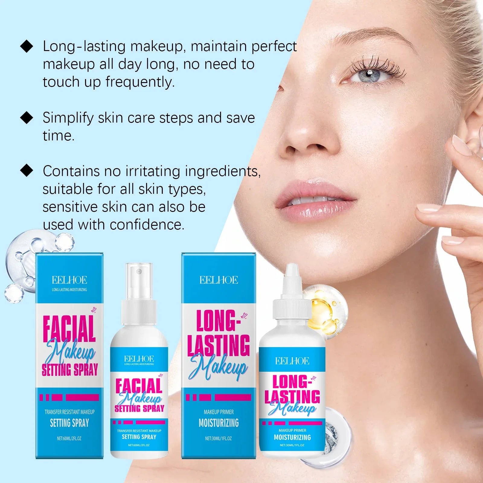 Moisturizing Setting Spray Waterproof Long Lasting Matte Natural Refresh Makeup Primer Oil Control Foundation Finishing Spray
