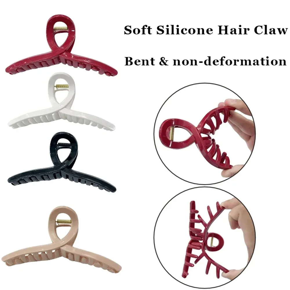 New Silicone Material Hair Claw Clip Crab Barrette Girls Ponytail Hair Claws Bath Clip Fashion Hair Accessories Headwear