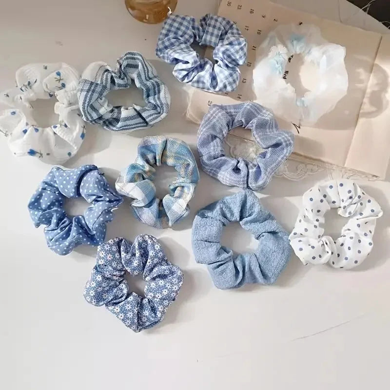 10Pcs Temperament College Style Large Intestine Hair Bands Sweet and Cute Tie Their Hair Accessories for Women Headwear