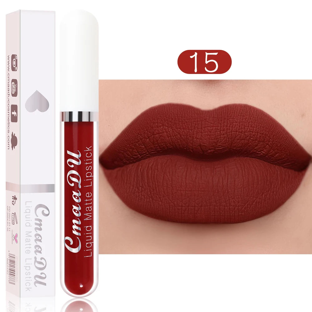 CmaaDu 1 Pcs Matte Lip Gloss Liquid Lipstick- Lip Stains with Long-Lasting Waterproof, Adult Age Range, Red Tones Easy to Color