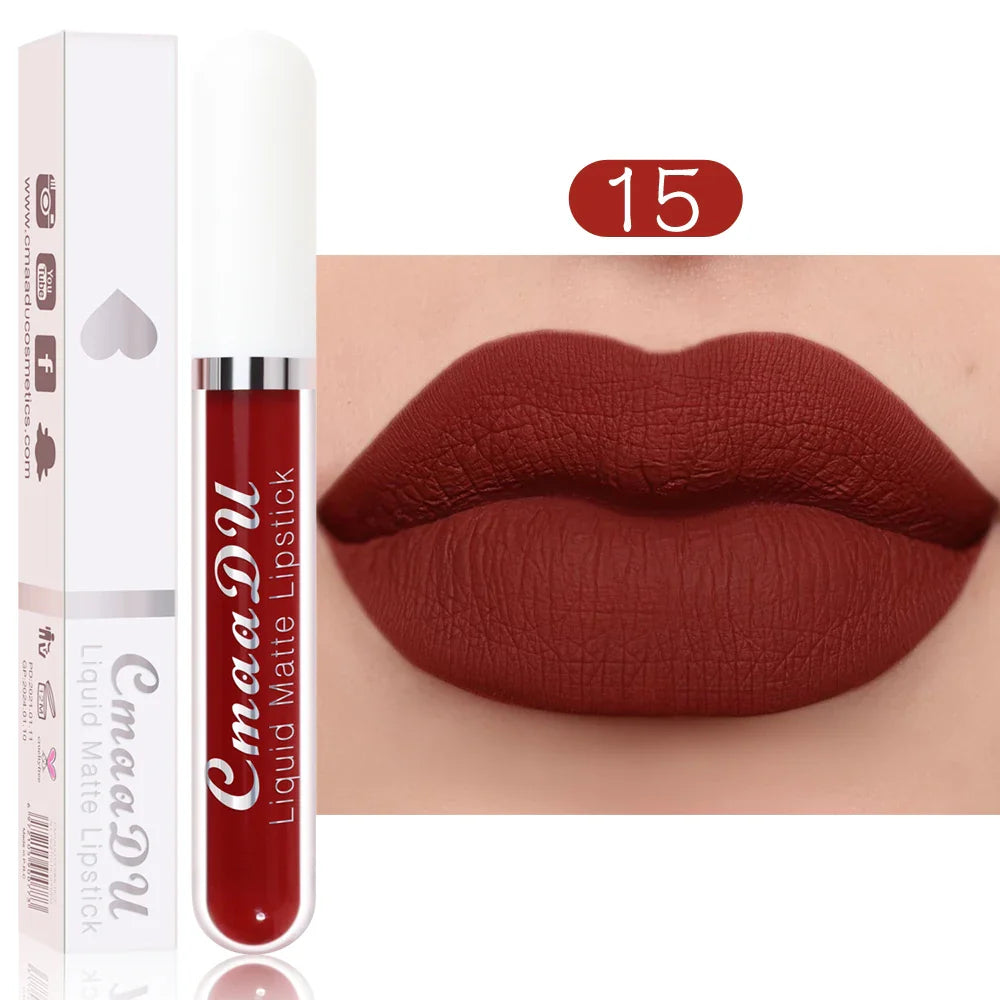 CmaaDu 1 Pcs Matte Lip Gloss Liquid Lipstick- Lip Stains with Long-Lasting Waterproof, Adult Age Range, Red Tones Easy to Color