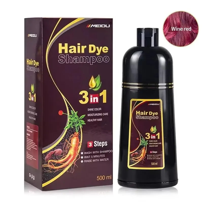 Meidu 3 In 1 Instant Coloring Shampoo Natural Black Color for Men Women Hair Dye Herbal Brown Purple Hair Dye Hair Dye Shampoo
