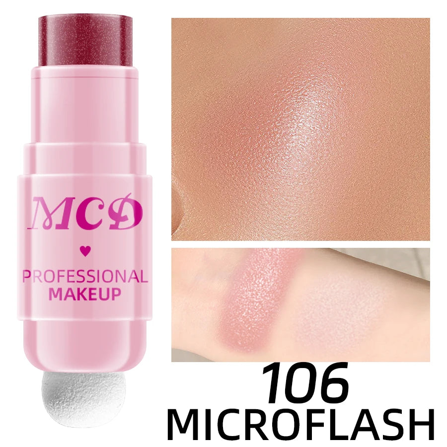 6Colors Makeup Blush Stick Lip Tinted Cooling Water Jelly Tint Jelly Blush Stick Bronzer Cheek and Nose Grooming Matte Blush