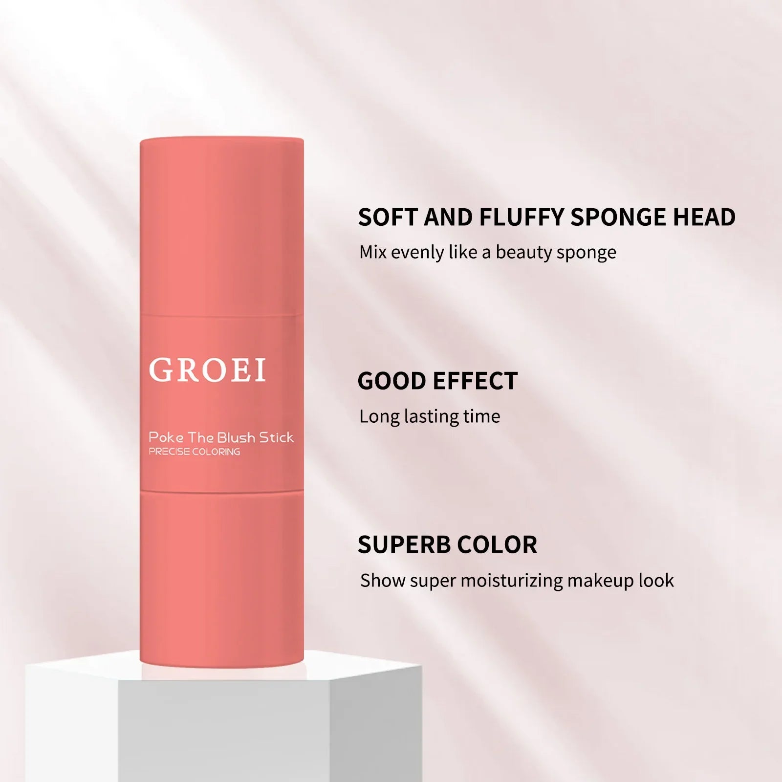 3-Color Double-Ended Blush Stick - Natural Waterproof & Long Lasting, Matte Creamy Rouge for Easy Monochrome Makeup.