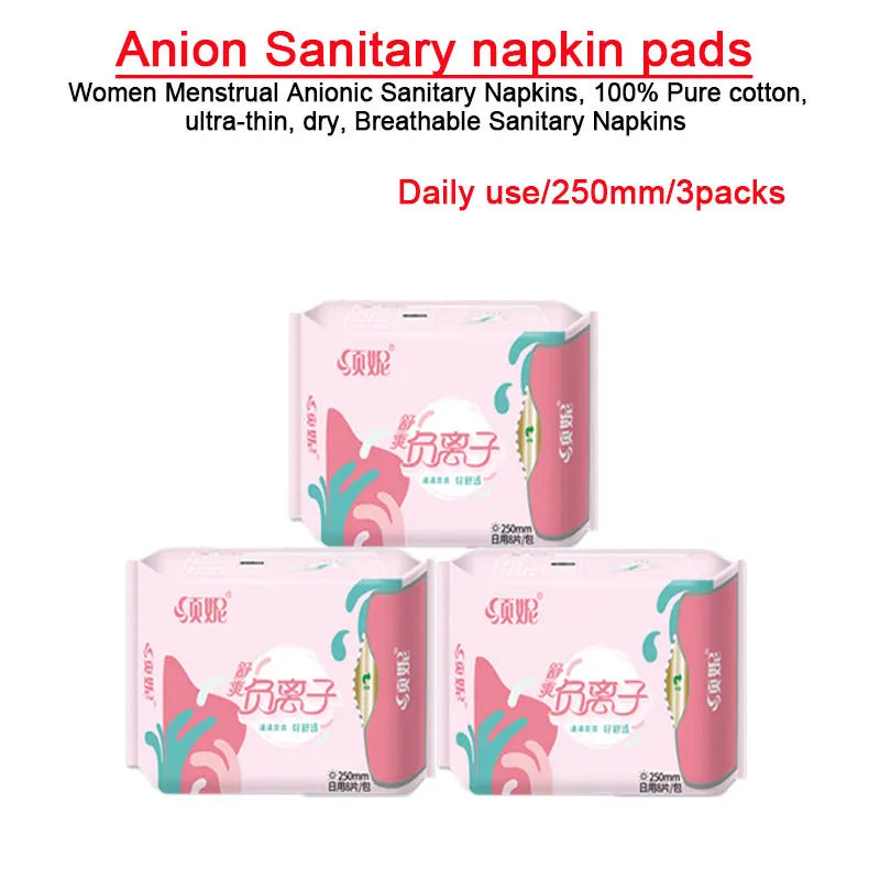 24pcs=3 packs/ Anion Menstrual Pad Sanitary Towels Panty Liners For Women Health Care Feminine Hygiene Product Towels Cotton Pad