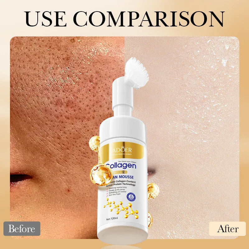 SADOER Collagen Facial Cleanser for Anti Wrinkle Deep Cleaning Mousse Nourishing Moisture Skin Care 120ml