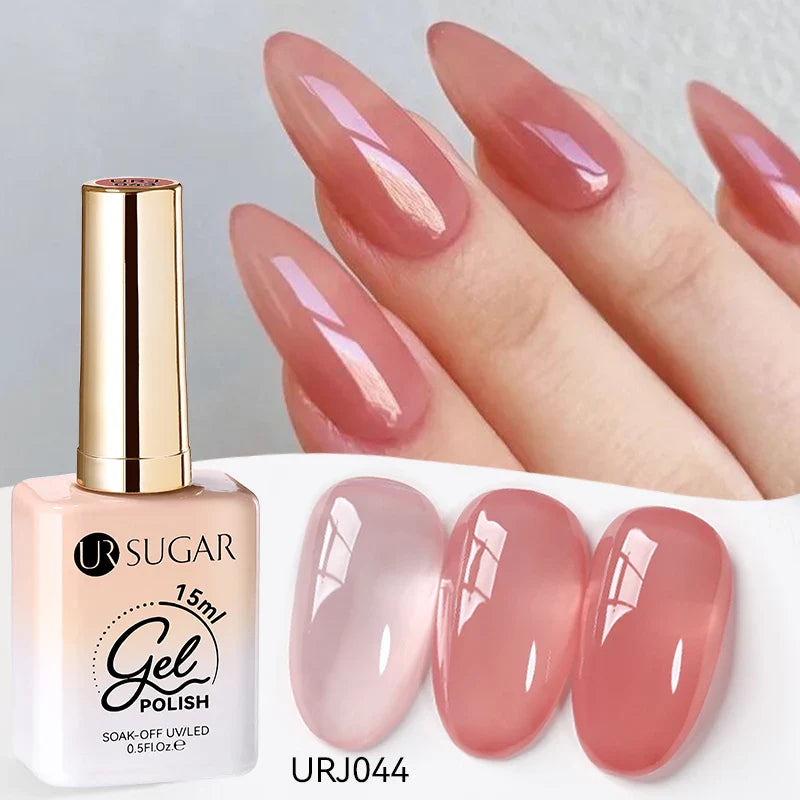 UR SUGAR 15ml Jelly Nude Gel Nail Polish Light Pink Translucent Color Soak Off UV LED Gel Varnish Nail Art DIY Fashion Manicure