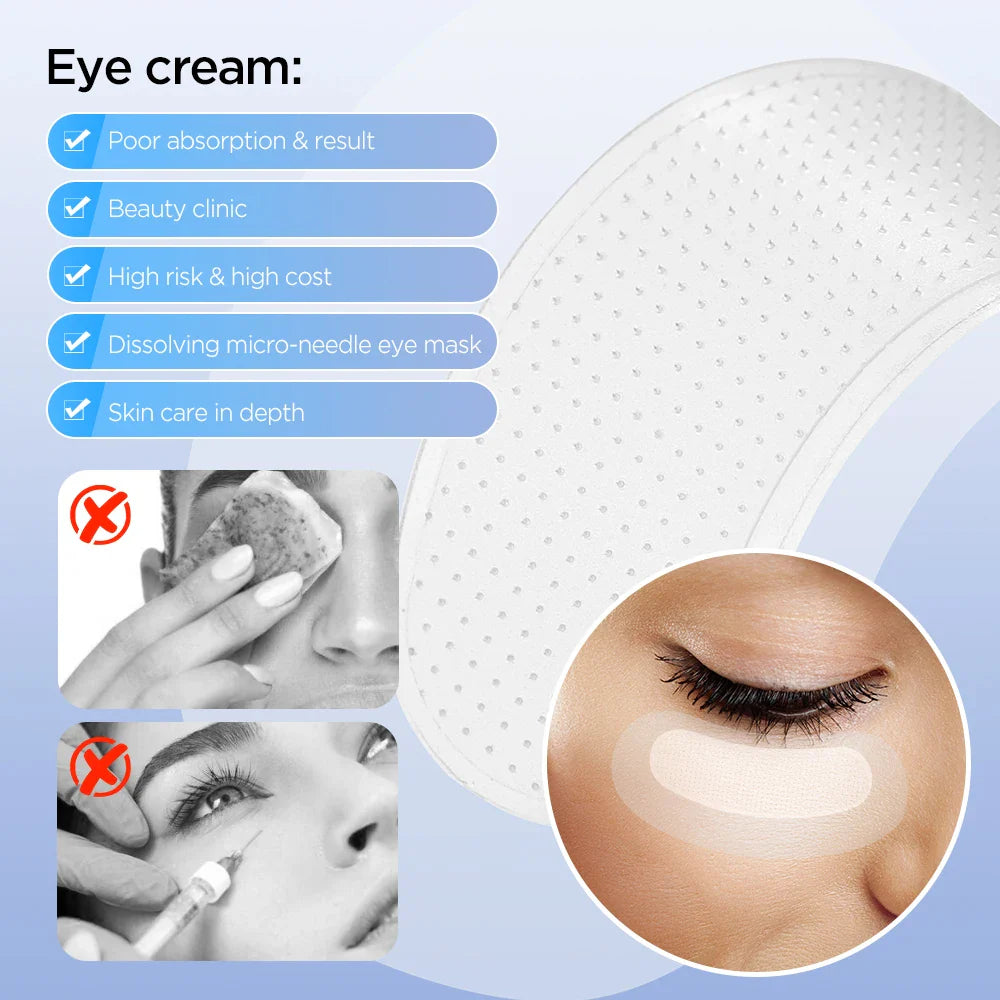 1-10PCS Hyaluronic Acid Microneedle Eye Patches Mask for Anti Wrinkle Aging Dark Circle Moisturizing Under Eye Gel Pad Skin Care