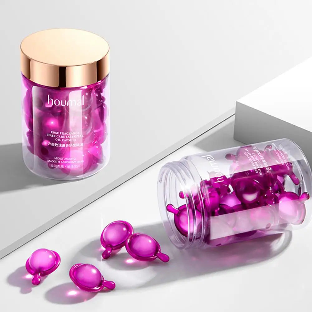 Hair Styling Serum for Frizzy & Dry Hair Rose Essence Oil Capsules Leave-in Anti Frizz Conditioner Repairs Dry, Damaged Hair