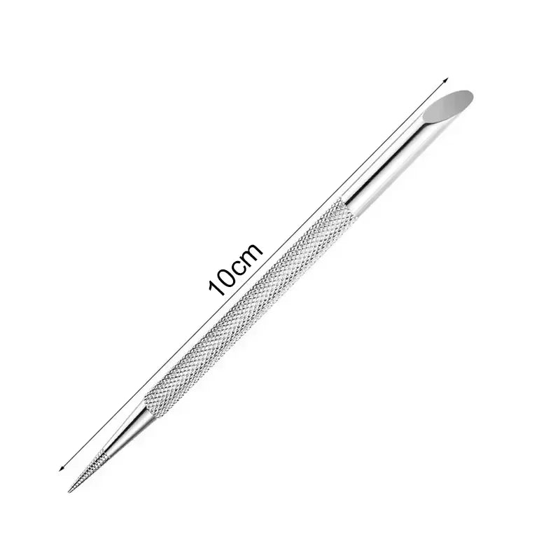 1Pcs Double-Head Angled Hoof Cuticle Pusher Stainless Steel Bevel Nail Art Pusher Manicure Orange Sticks for Nail Salon Tools