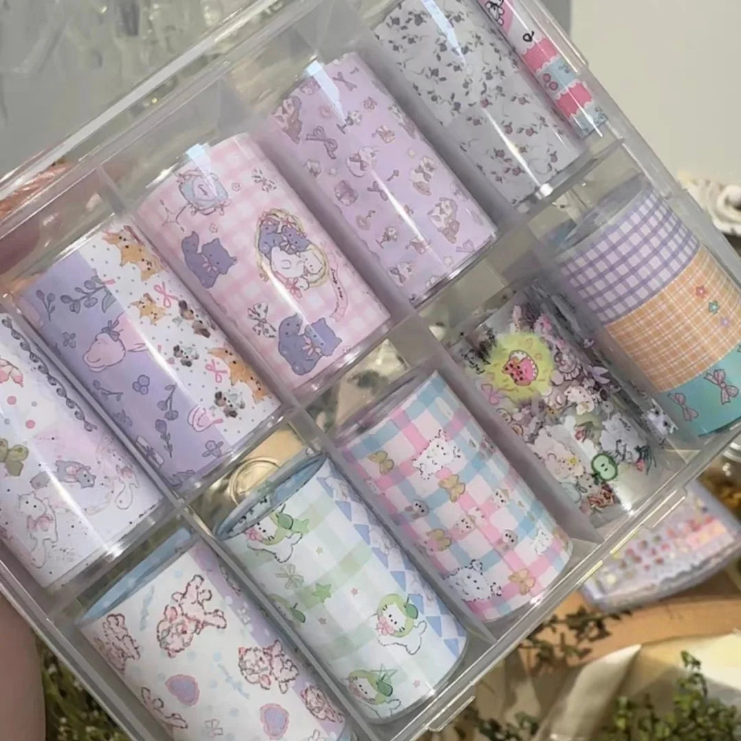 10Rolls Plaid Thousand-Bird Bow Stars Nail Foils Transfer Paper Nail Art Stickers Manicure Set Decal Nails Decoration
