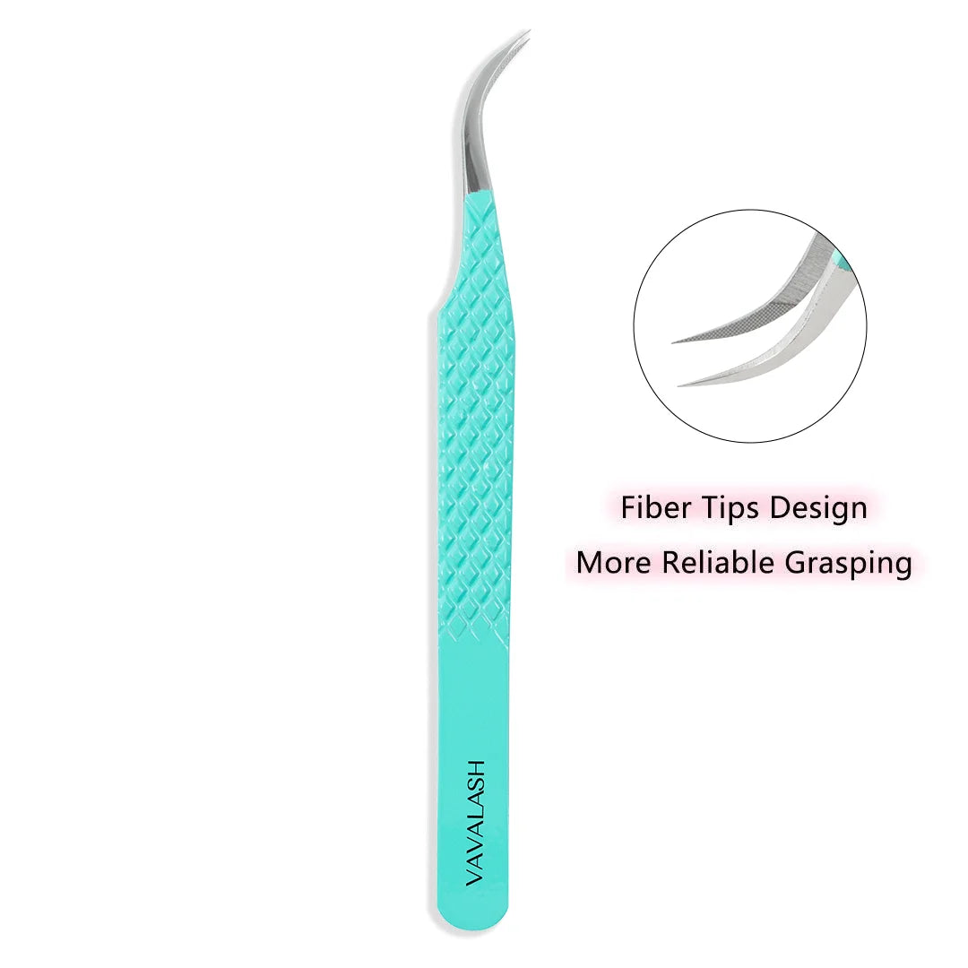 VAVALASH Anti-Slip Tweezers High-Density Stainless Steel Fiber Tip for Eyelash Extensions Eyebrow Professional Precision Makeup