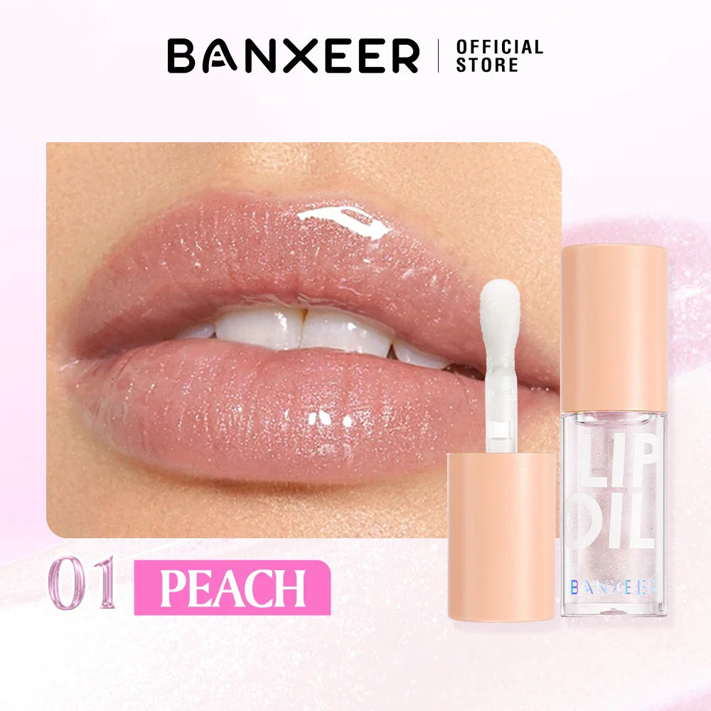BANXEER Lip Oil Lip Gloss Moisturizing Fruit Flavoured Plumper Non-Sticky Long Lasting Repairing Primer Lip Balm Care Cosmetics