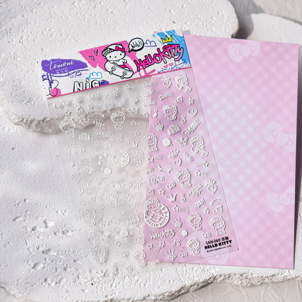 1PCS New Color Laser Hello Kitty Cartoon 5D Nail Stickers Sanrio Cinnamoroll Pochacco Nail Art Supplies DIY Nail Art Stickers