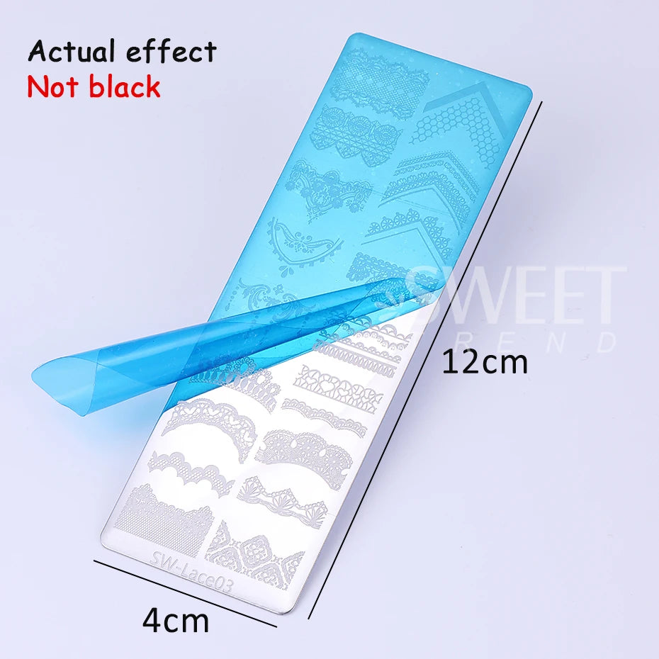 4pc Lace Flower Nail Art Stamping Plates 3D French Bow Rose Polish Printing Template Plate Floral Nail AStencils Manicure Tools