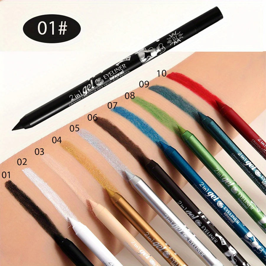 10 Colors Waterproof Eyeliner Pen Long-Lasting Concealer And Lip Liner Gel Pen, Sweatproof And Smudge Proof