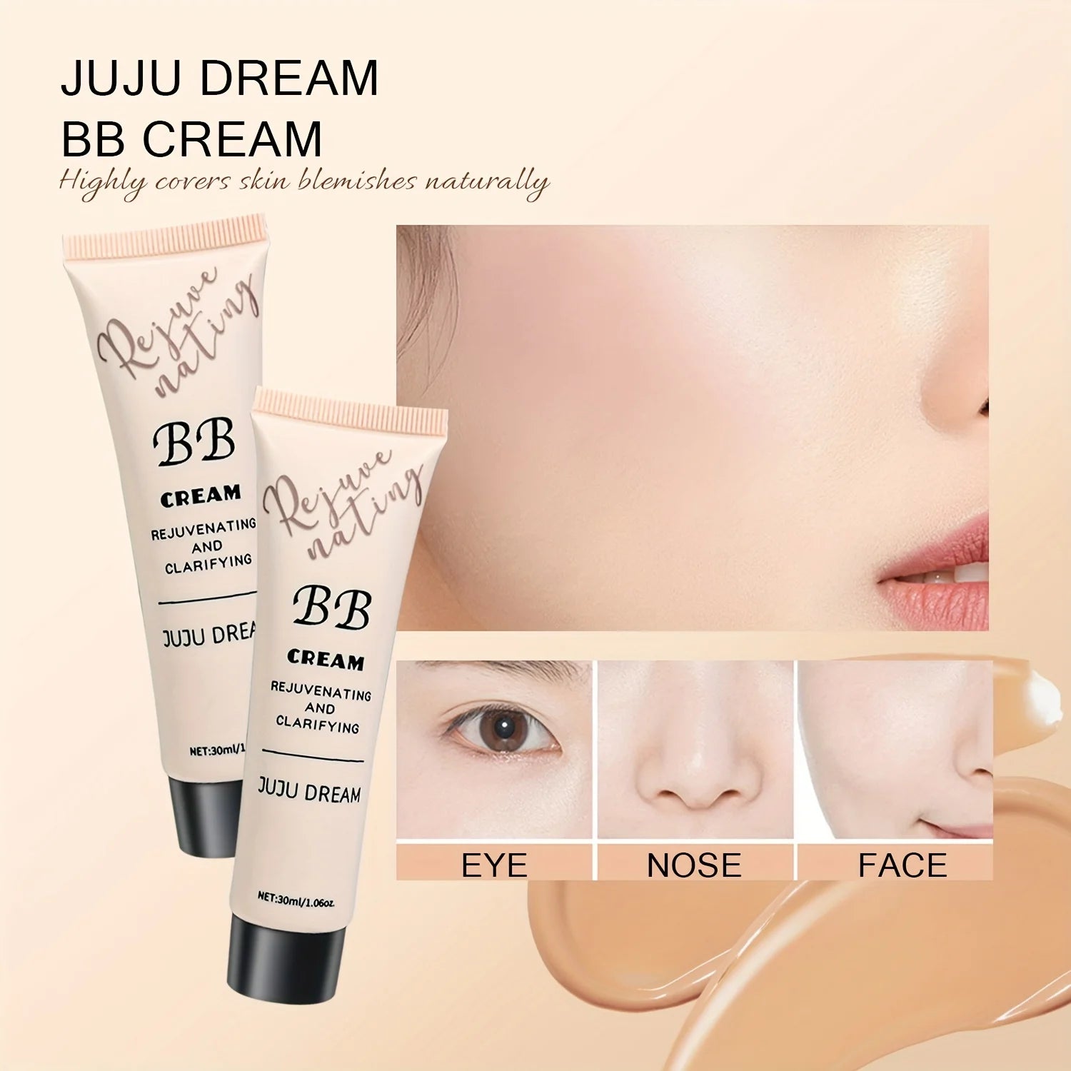 Natural Concealer BB Cream, moisturizing and nourishing, Korean natural translucent primer, long-lasting for all skin types