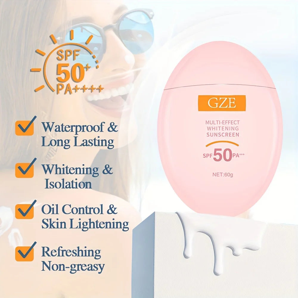 GZE MINERAL SUNSCREEN LOTION: SPF50 Broad Spectrum UVA UVB, Face Neck Protection, Sunburn Cream Zinc Oxide Sensitive Skin PA+++