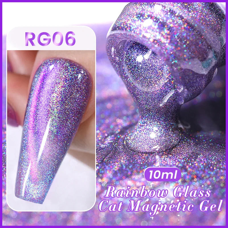 BORN PRETTY 10ml Black Glass Cat Magnetic Gel Nail Polish Punk Style Nail Art Manicure Varnis Semi Permanent Gel for Winter Nail