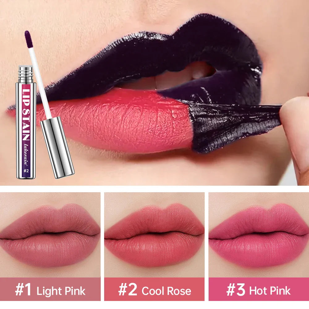 3Color Metallic Lip Stain Peel Off Long Lasting Waterproof Pink Lip Tint Proof Natural No Fading Lip Gloss Cosmetic Women's Gift