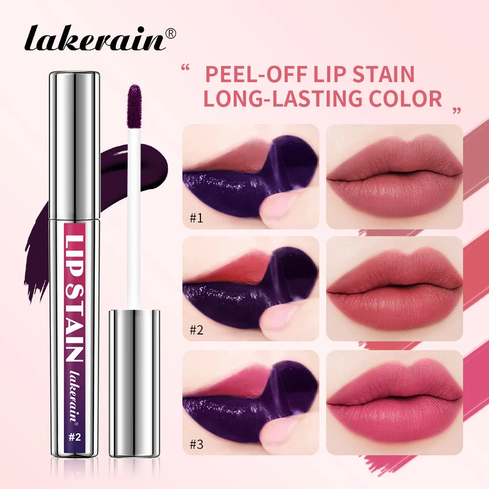 3Color Metallic Lip Stain Peel Off Long Lasting Waterproof Pink Lip Tint Proof Natural No Fading Lip Gloss Cosmetic Women's Gift