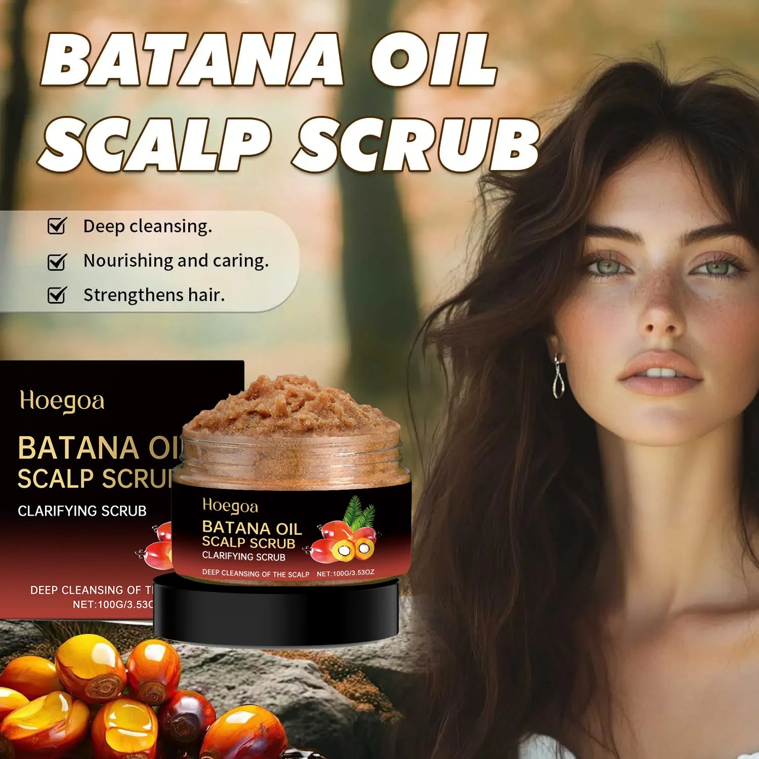Batana Oil Scalp Scrub for Strengthening Hair Deep Cleaning Nourishing Soothing Shampoo for Sensitive Scalp Hair Care