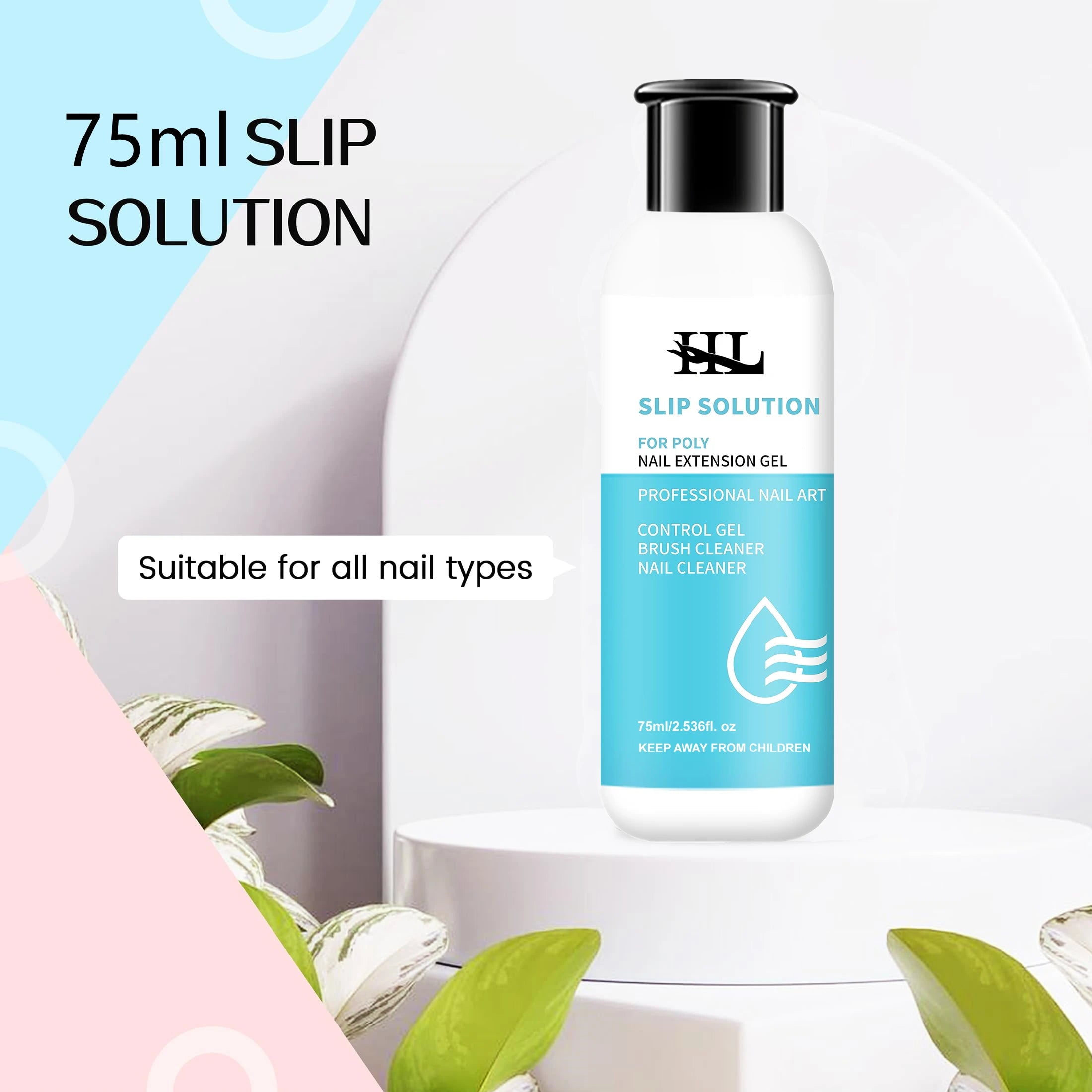 HL 75ml Slip Solution for Poly Gel Builder Acrylic Gel Brush Cleaner Quickly And Thoroughly Remove Nail Polish