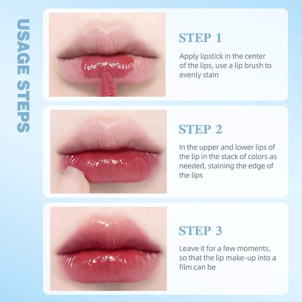 QIBEST Hydrating Crystal Lip Gloss Easy to Fade Mirror Water Glazed Lip Glaze Long Lasting Moisturizing Gloss Lip Tint Cosmetics