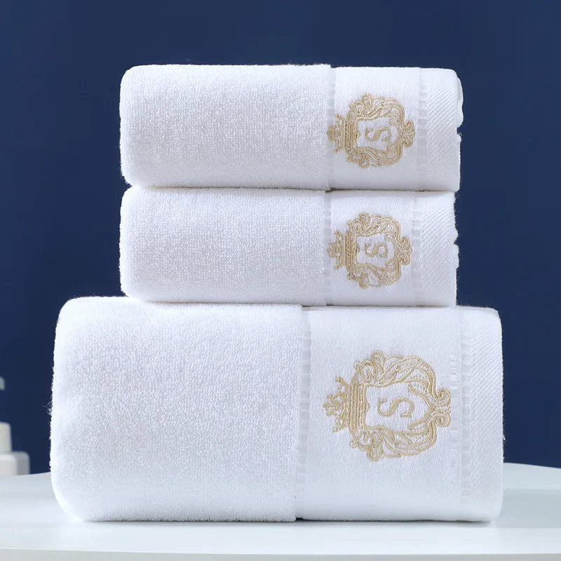 Set of 3 Cotton Bathroom Towels Sets 2pcs Hand Face Towel 35x75cm and 1pcs Big Bath Towels 70X140cm Washcloths Gift Towels