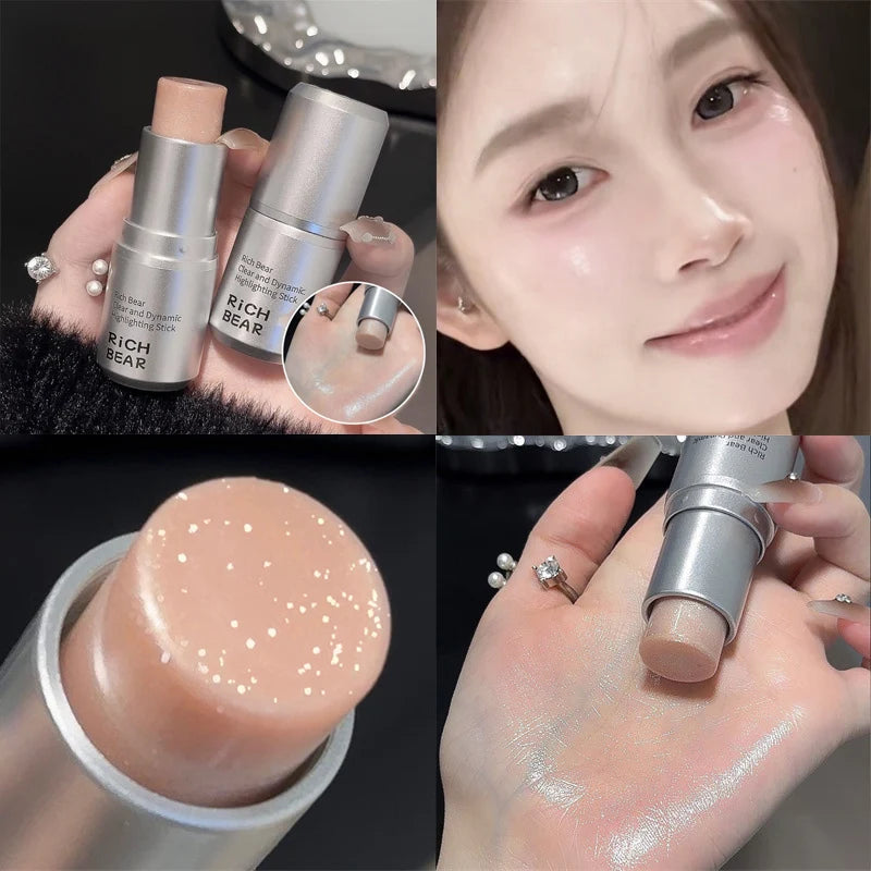 1Pc Highlighter Stick Iilluminator Makeup Shimmer Brightening Face Contour Natural Water Light Orange Blush Stick Makeup Woman