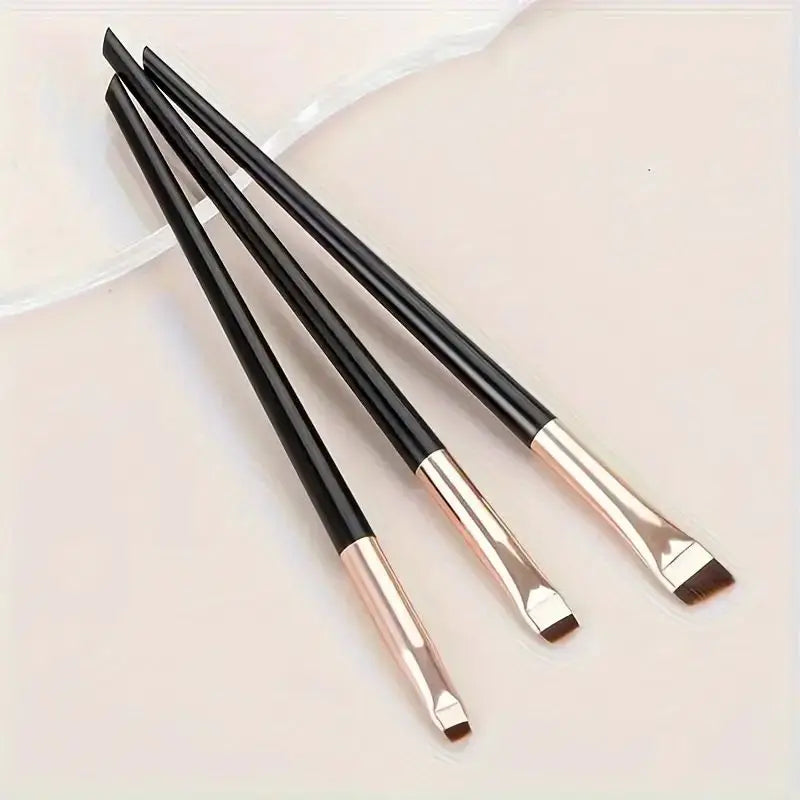 3-Piece Eyeliner & Eyebrow Brushes Set - Ultra-Fine & Flat Tips for Precise Control, High-Quality Precision Makeup Application
