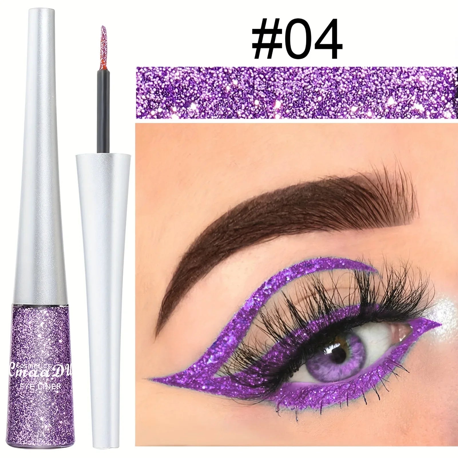 Long-Lasting Liquid Eyeliner Pen - Shimmer in Silvery, Green & Blue | Waterproof, Smudge-Proof Makeup