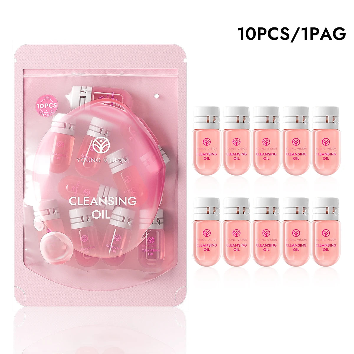 YOUNG VISION 5pcs/10pcs Cleansing oil Rose Flower Makeup Remover Oil Mild Non-irritating Pore Cleansing Makeup Remover Set
