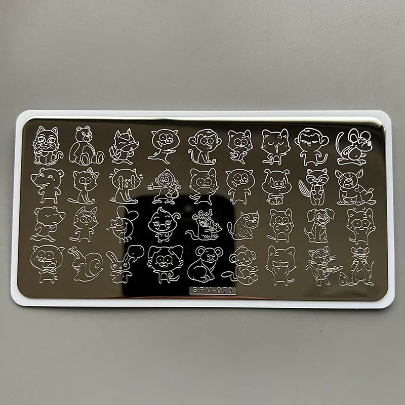 XMQ Nail Art Stamping Plates Carton Flowers Template