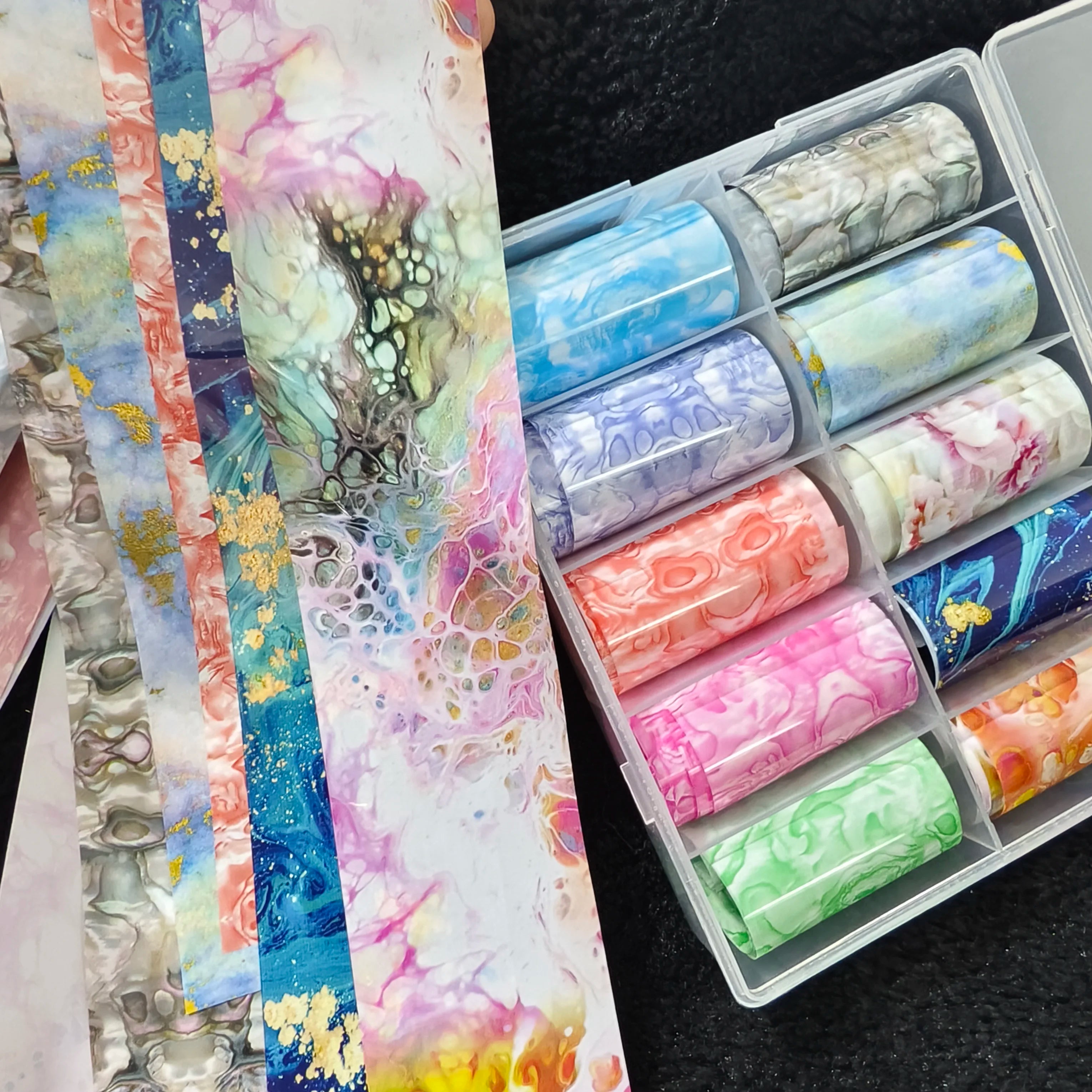 10Rolls Halloween Flower Plaid Angel Marble Bow Nail Foils Transfer Paper Nail Art Stickers Decal Nails Decoration