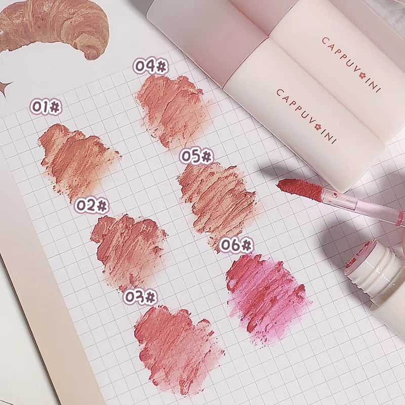 Matte Lip Gloss Liquid Lipstick Long Lasting Non-stick Cup Lip Mud Nude Rose Red Pigment Moisturizing Lip Tint Korean Cosmetics