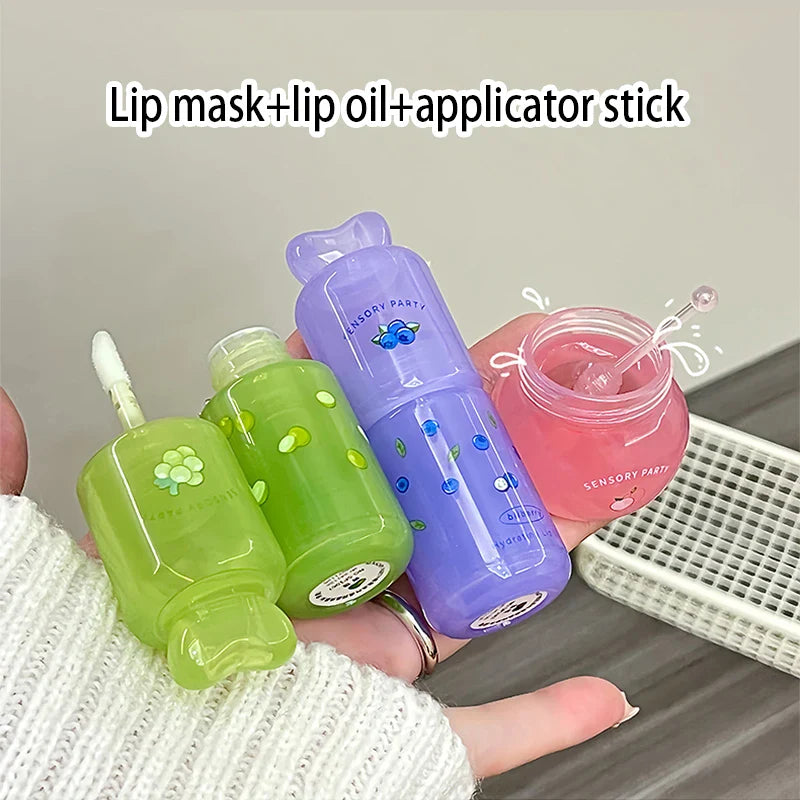 SENSORY PARTY Hydrating & Brightening Lip Mask - Deep Moisture, Lip Wrinkle Reduction, 24-Hour Hydration Lip Oil