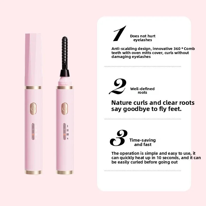 Portable Heated Electric Women Stereotypes Eyelash Curler USB Rechargeable Long Lasting Eyelash Curler Quick Heated Beauty Tools
