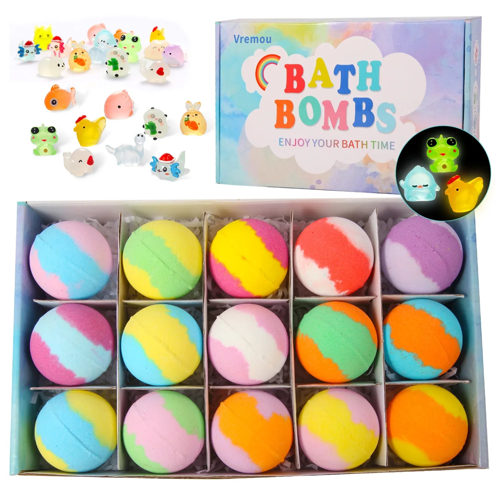 Bath Bombs for Kids with Surprise Inside, 24 Pack Natural Organic Kids Bubble Bath Fizzy for Girls Boys with Bath Toys Inside