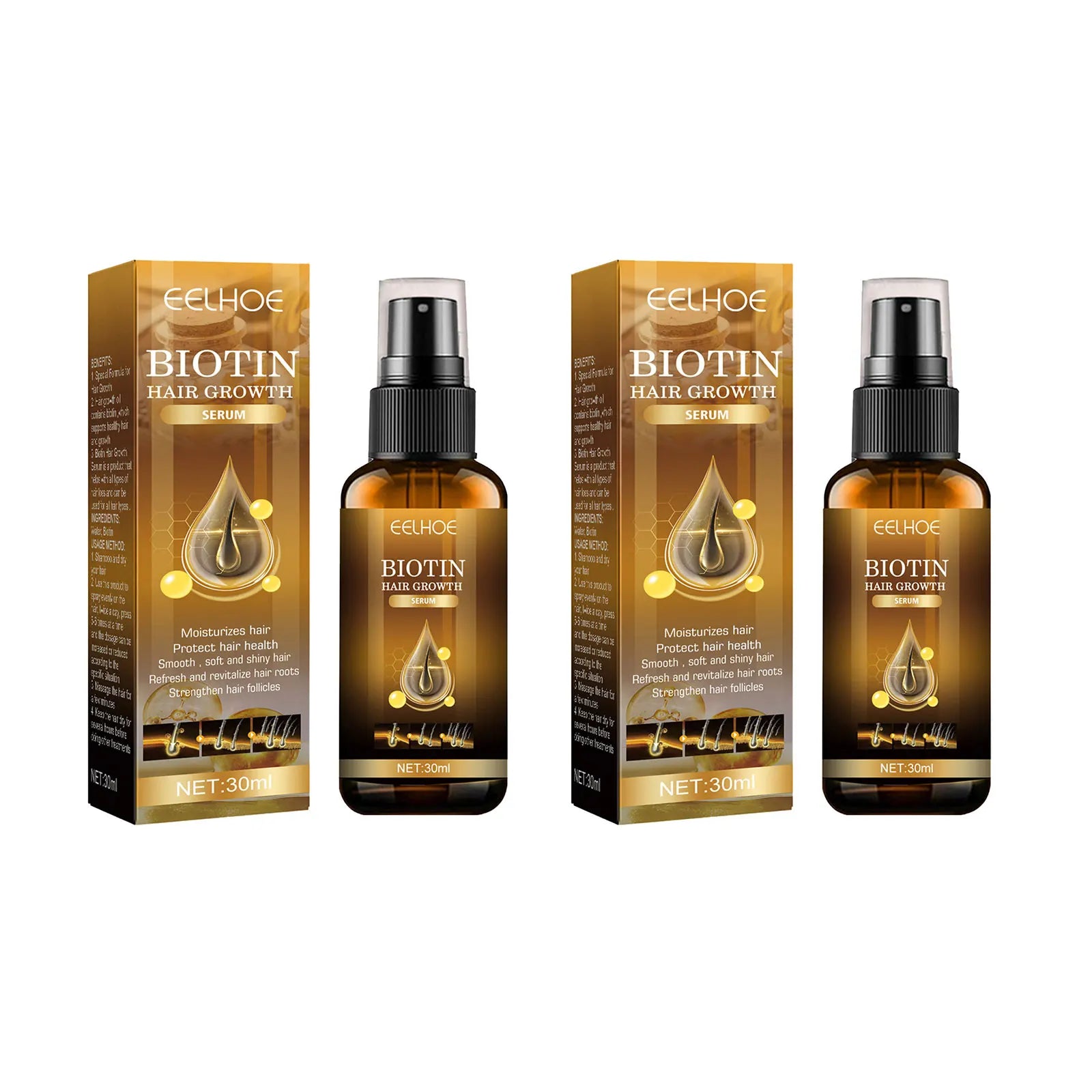 EELHOE Magic Biotin Hair Serum Strengthen Smoothing Deep Nourishing Frizzy Hair Product Damaged Repair Spray Hair Oil Serum 30ml